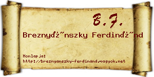 Breznyánszky Ferdinánd névjegykártya